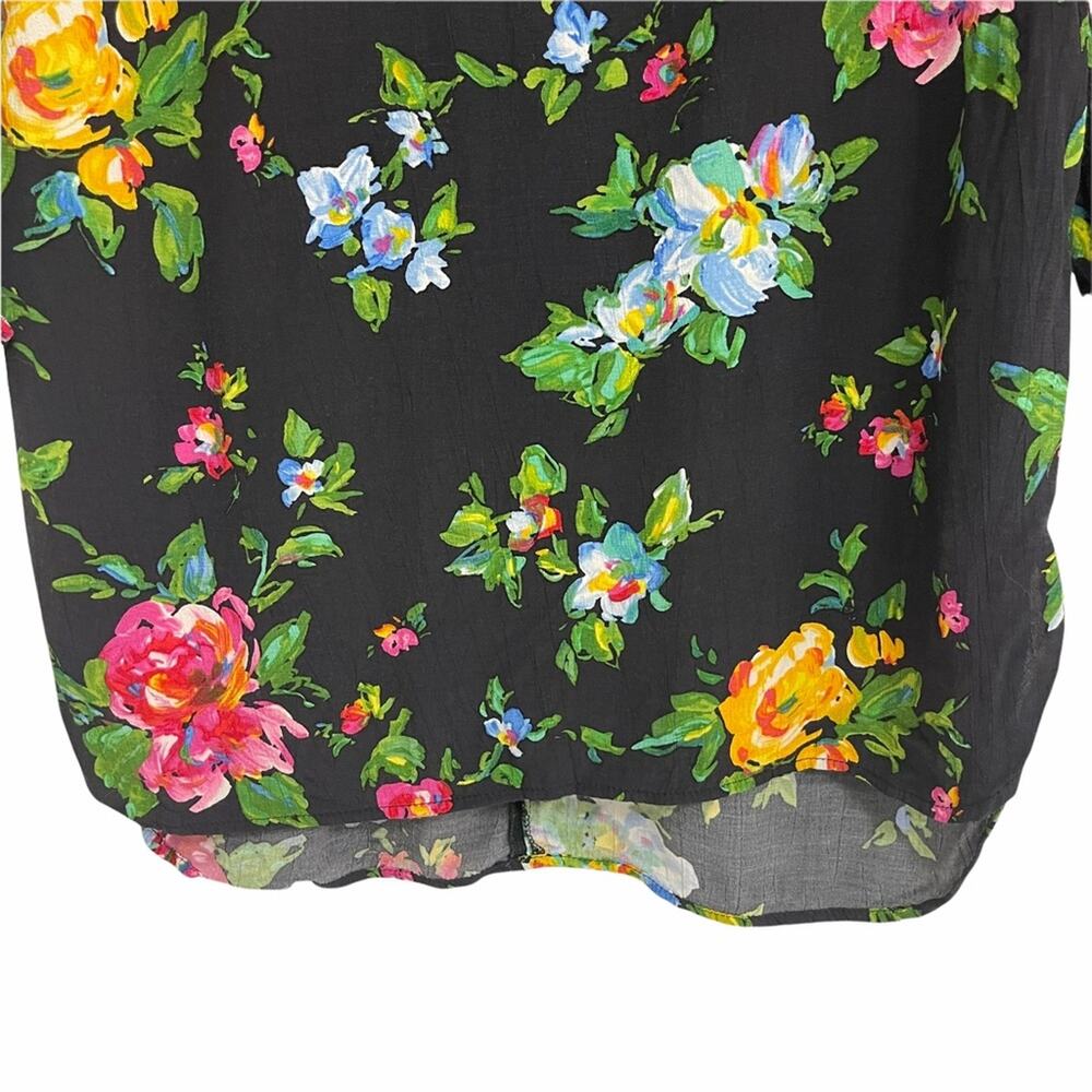 WAYF Dress SZ Medium Floral Hi Lo Shift Dress Long Sleeves Mini Garden Party - Picture 6 of 11